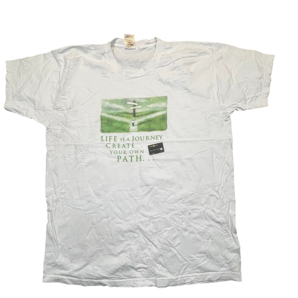 Vintage Discover Credit Card Life Is A Journey Promo Graphic T Shirt Men‎ XL